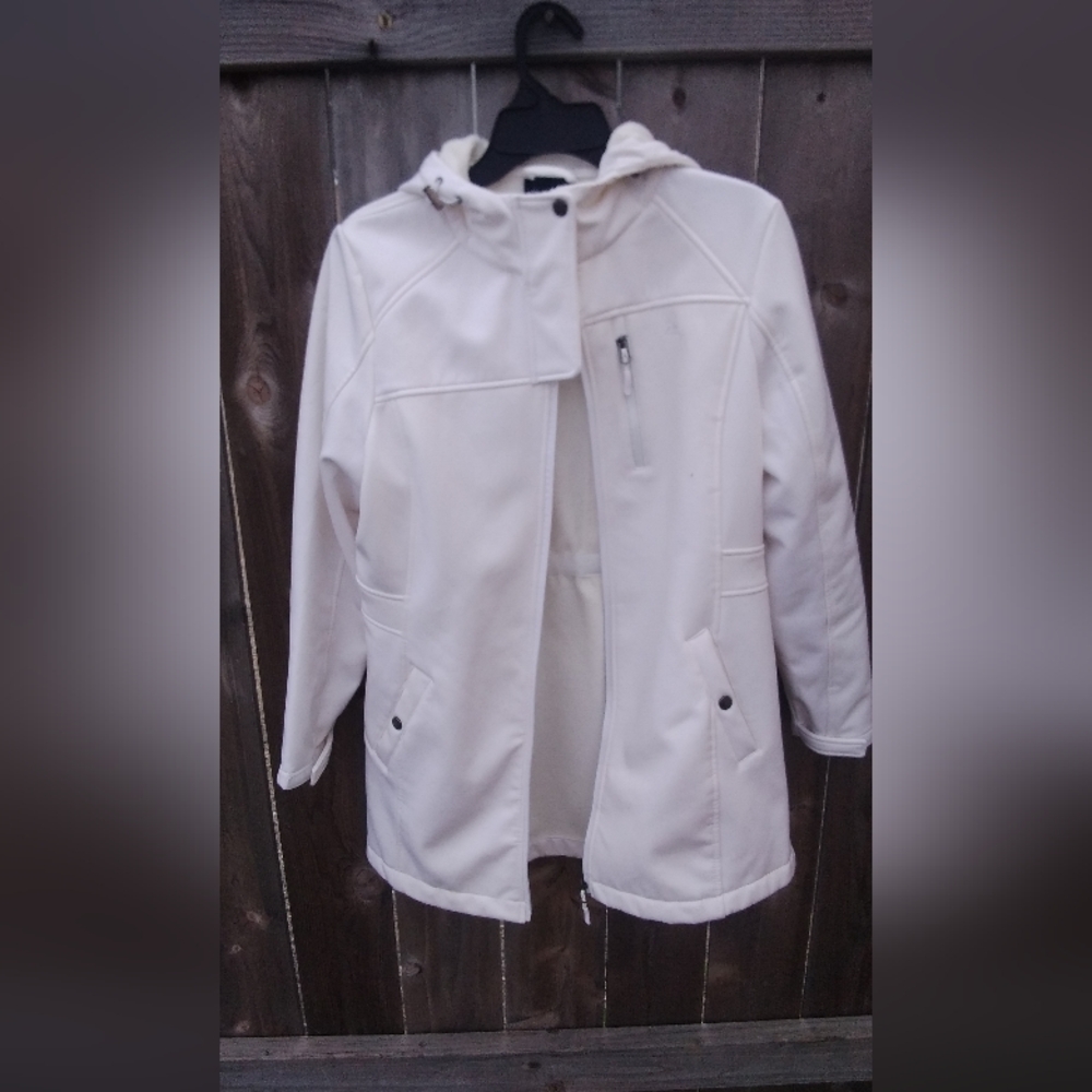 Snozu Coat Jacket Performance Womens Large Hood White Zip Ski Snow
